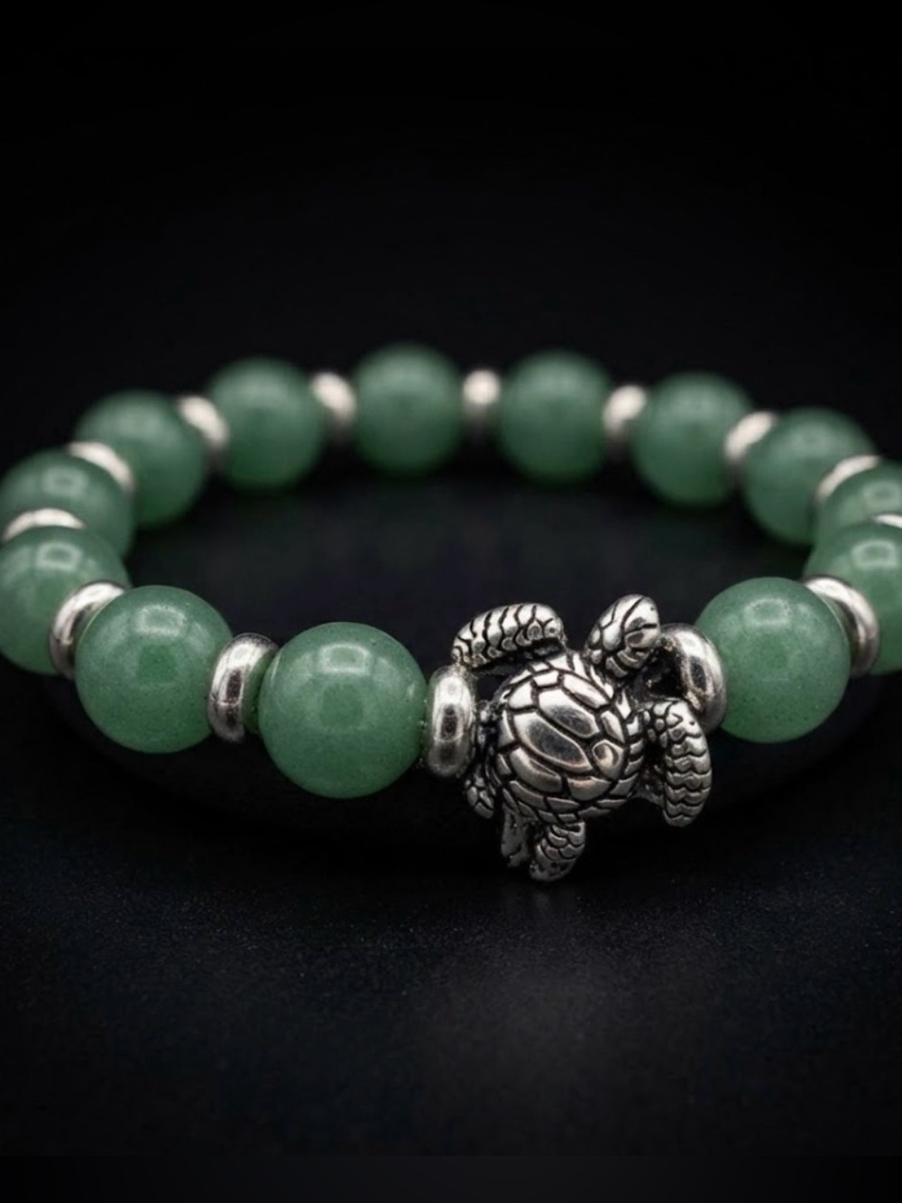 Aventurine Beaded Sea Turtle Stretch Bracelet - Women Jewelry